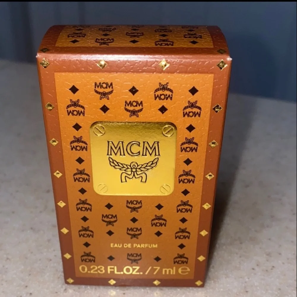 MCM Gold and Brown Eau de Parfum unisex mcm cognac monogram mini charm purse - Picture 6 of 11